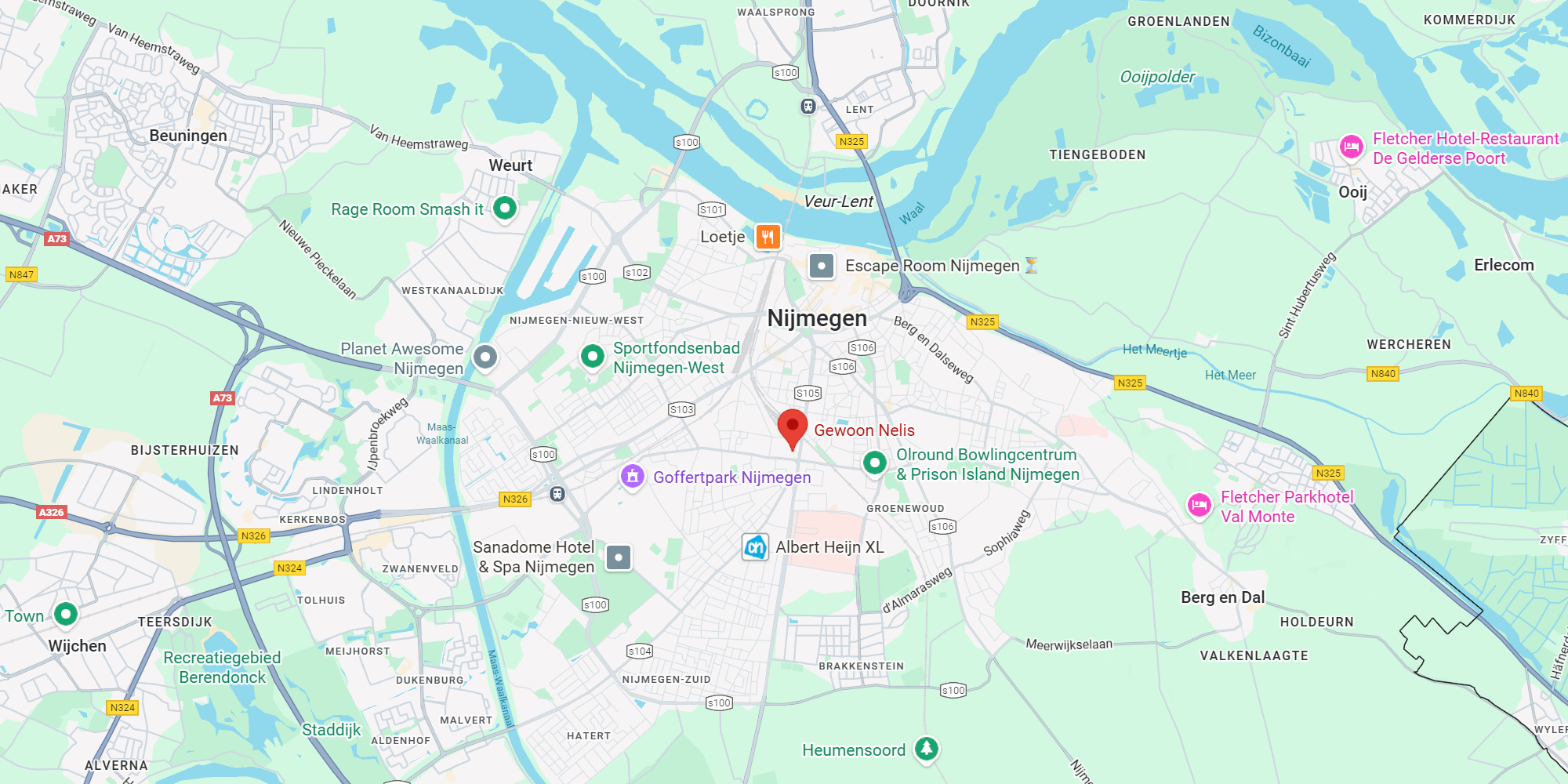 landkaart met daarop de locatie van Gewoon Nelis - private tattoo studio